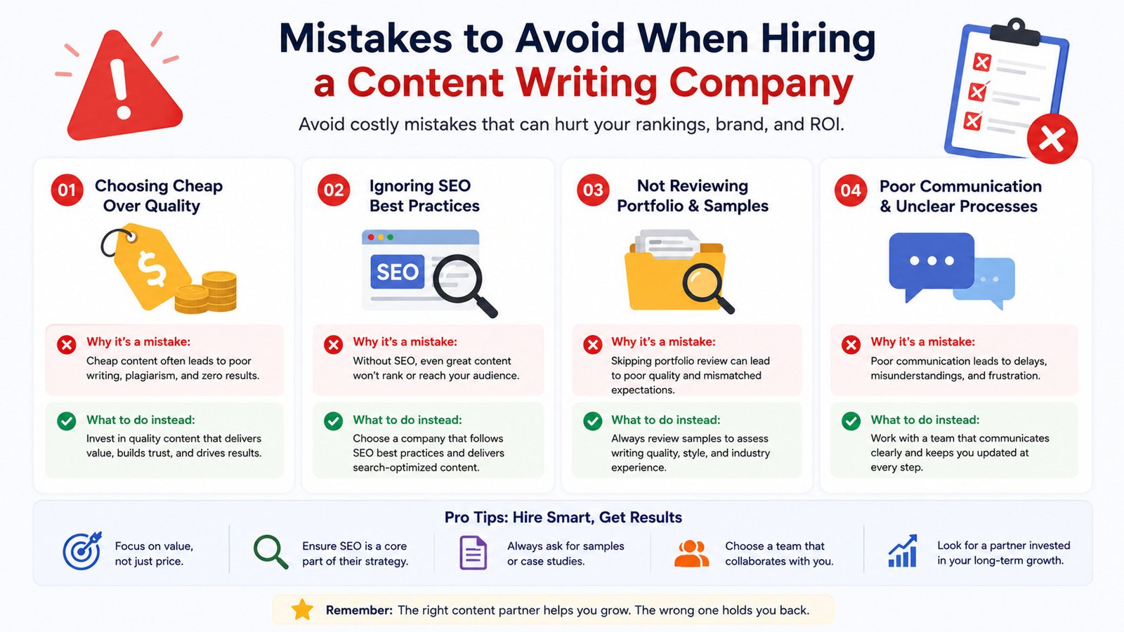 Common mistakes when hiring a content writing company