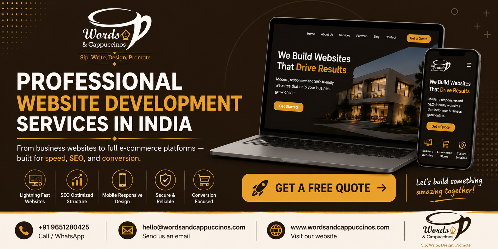 Words And Cappuccinos website development services India 