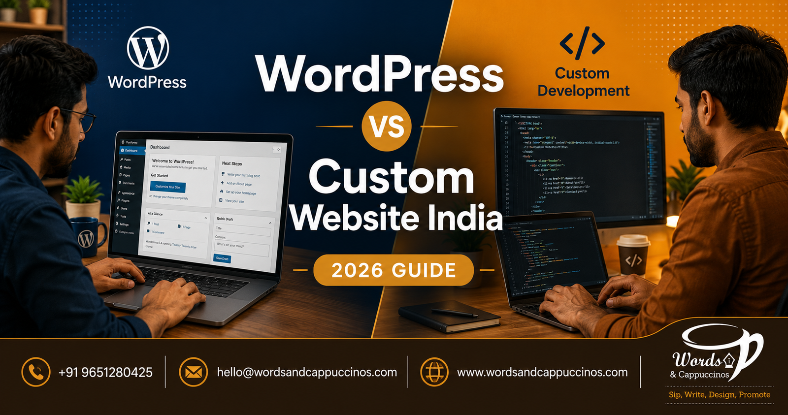 WordPress vs custom website development India 2026 guide